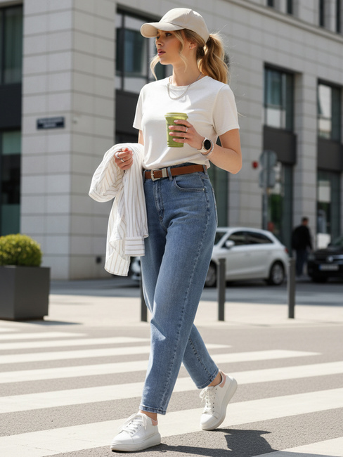 Spodnie damskie jeansowe baggy z paskiem Dstreet UY2885 