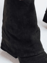 Botki damskie zamszowe z szeroką cholewką czarne Dstreet ZY1026