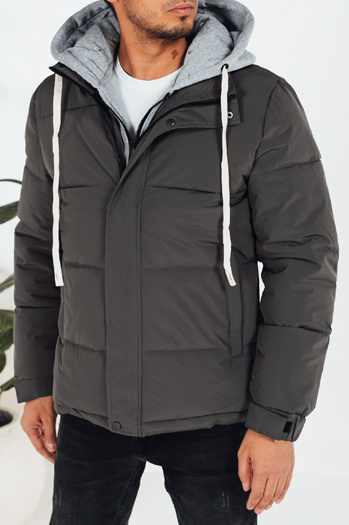Kurtka męska zimowa pikowana z kapturem ciemnoszara Dstreet TX5103