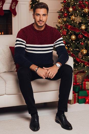 Sweter męski w paski granatowy Dstreet WX2229z