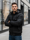 Kurtka męska zimowa pikowan z kapturem czarna Dstreet TX5094