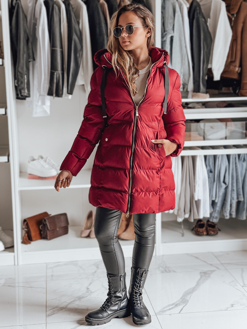 Kurtka damska zimowa z kapturem GABRIELLE bordowa Dstreet TY4920