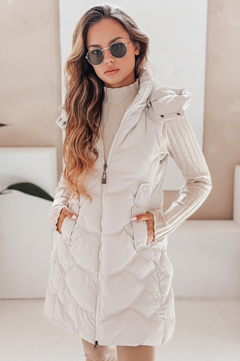 Kamizelka damska ocieplana pikowana jasnoszara Dstreet TY5102