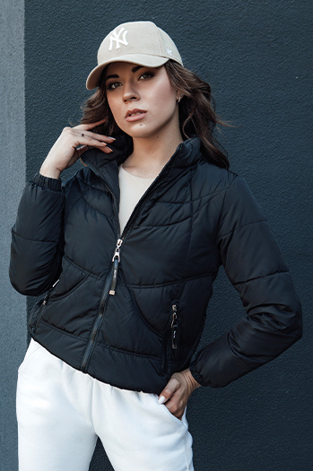 Kurtka przejściowa damska pikowana ze stójką SALECA czarna Dstreet TY4414