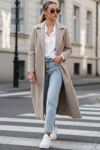 Płaszcz damski oversize MANTOVA długi jasnobrązowy Dstreet NY0741