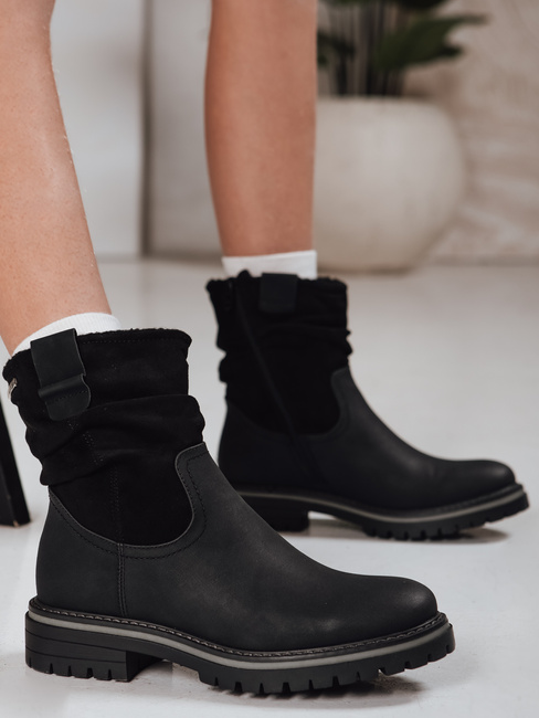 Botki damskie zamszowe czarne Dstreet ZY1277