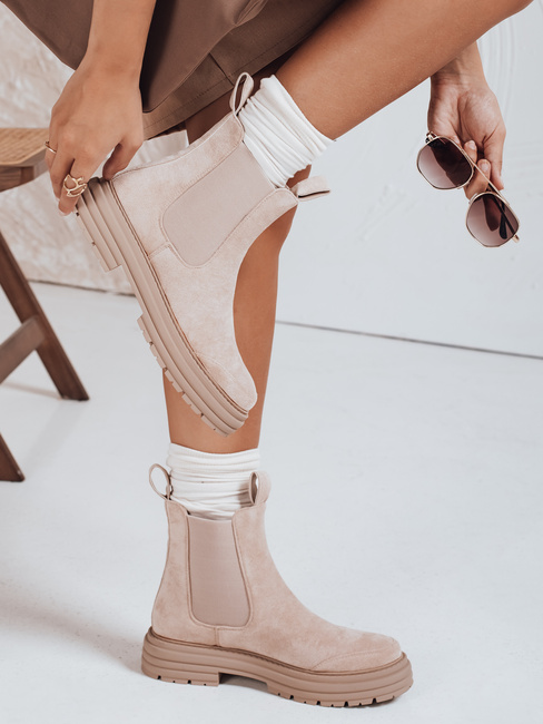 Botki damskie zamszowe beżowe MADDEN Dstreet ZY0415