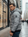 Kurtka męska zimowa pikowan z kapturem szara Dstreet TX5093