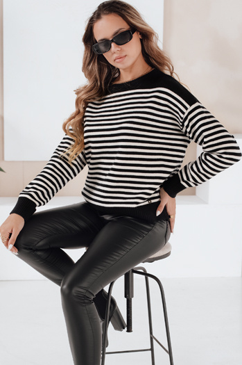 Damski sweter w paski ELVARA czarny Dstreet MY2524