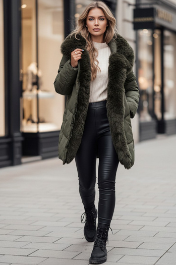 Kurtka damska zimowa MORISIO długa pikowana z kapturem zielona Dstreet TY4671z