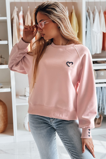 Bluza damska oversize z haftem serc MONLOVE różowa Dstreet BY1488