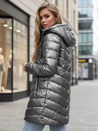 Kurtka damska zimowa długa pikowana srebrna Dstreet TY5503