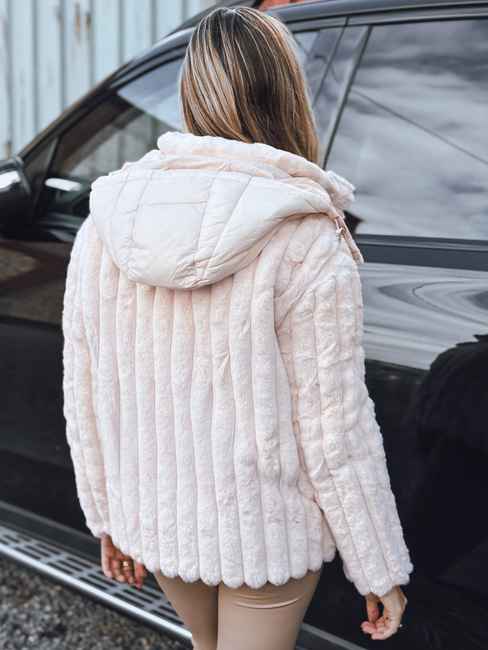 Kurtka damska futrzana z kapturem różowa Dstreet TY5277