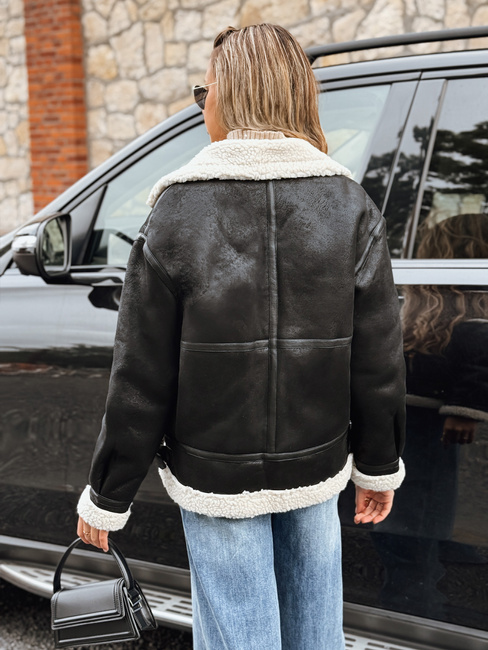 Kurtka ramoneska damska z kożuchem czarna Dstreet TY5246