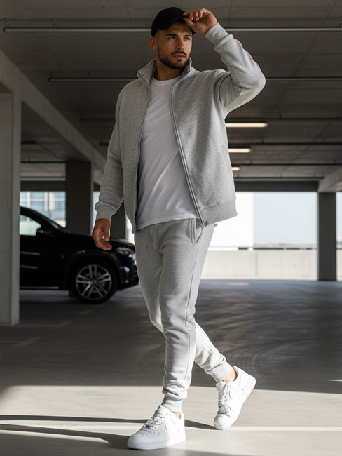 Bluza męska rozpinana bez kaptura szara BX4109