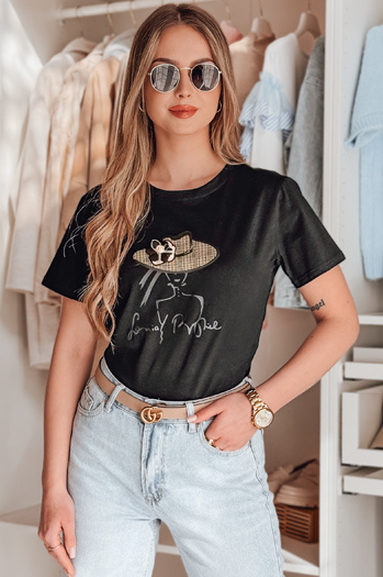 T-shirt damski z nadrukiem WOMANPOW czarny Dstreet RY2807