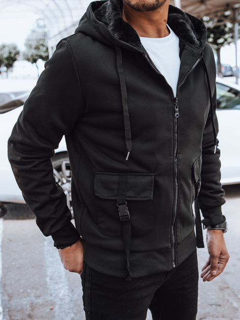 Ocieplana bluza męska rozpinana czarna Dstreet BX5623