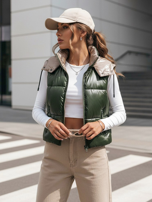 Kamizelka damska pikowana OSHE zielona Dstreet TY3704