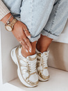 Sneakersy damskie na płaskiej podeszwie GLISSWALK złote Dstreet ZY1002