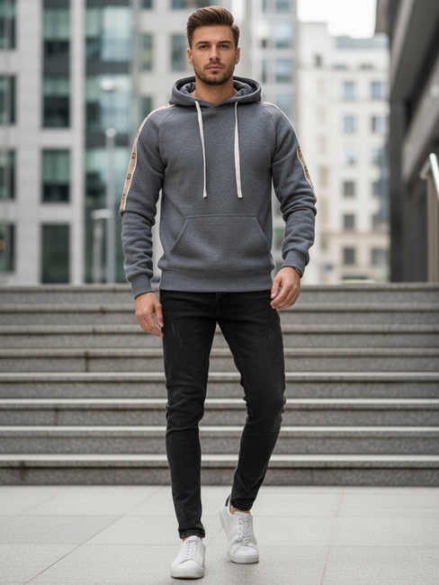 Bluza męska z kapturem szara Dstreet BX5945