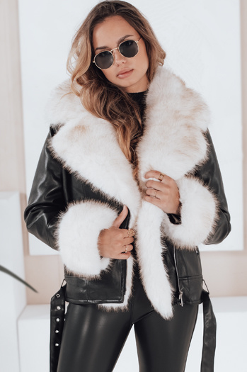 Kurtka damska ramoneska z futerkiem czarna Dstreet TY5122