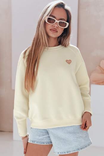 Bluza damska oversize z sercami LOVELISA masełko Dstreet BY1520