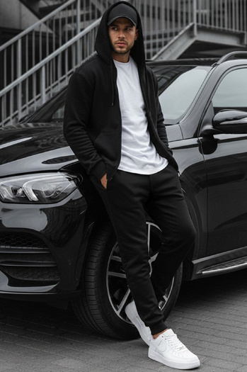 Bluza męska rozpinana z kapturem czarna BX2192