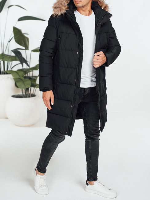 Męska kurtka zimowa pikowana czarna TX5074