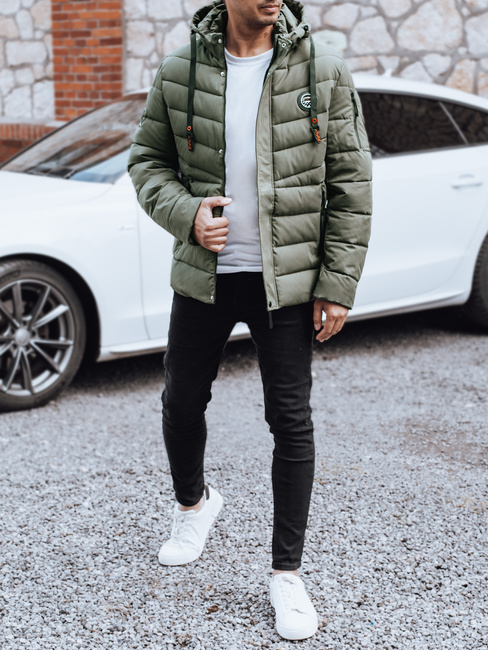 Kurtka męska zimowa pikowana z kapturem zielona Dstreet TX5058