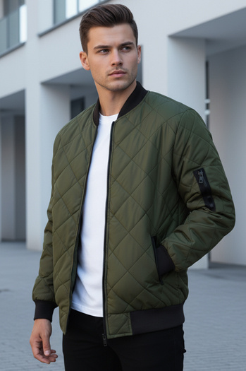 Kurtka męska pikowana bomber jacket zielona TX2216