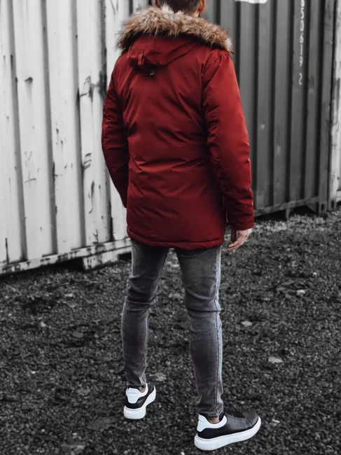 Kurtka męska zimowa z kapturem bordowa Dstreet TX4275
