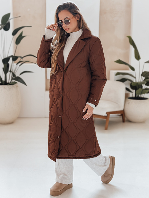 Płaszcz damski pikowany długi TRENDIFY brązowy Dstreet TY4939
