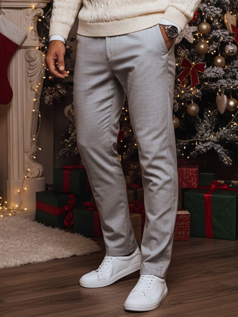 Spodnie męskie chino jasnoszare Dstreet UX4415z