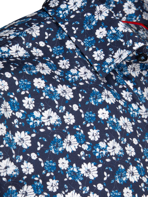 Koszula męska we wzory z długim rękawem granatowa Dstreet DX2671