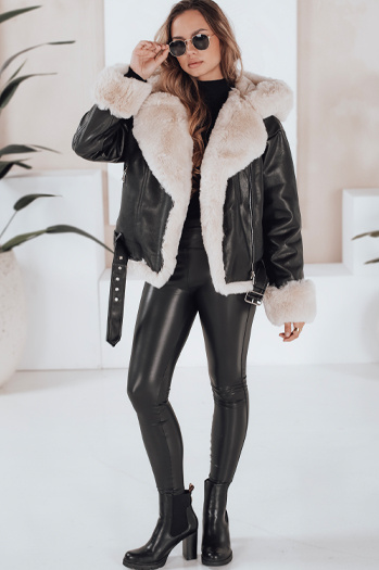 Legginsy damskie z eko skóry czarne Dstreet UY2735