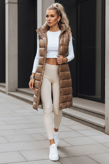 Kamizelka pikowana damska GANTINI kamelowa Dstreet TY3741