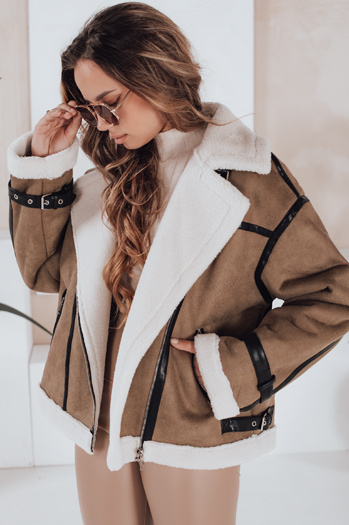 Kurtka damska z kożuchem brązowa Dstreet TY5124