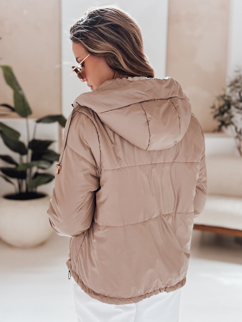 Kurtka damska pikowana z kapturem ARON kamelowa Dstreet TY4398