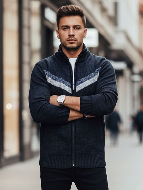 Sweter męski rozpinany granatowy Dstreet WX2259z