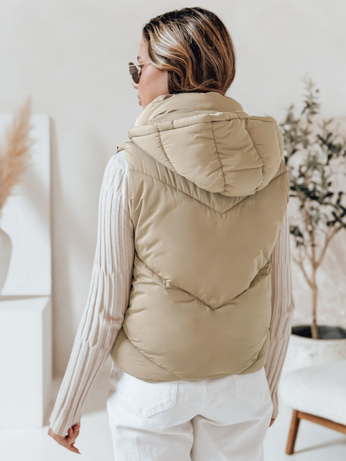 Kamizelka damska pikowana LIKEHUGS beżowa Dstreet TY4979