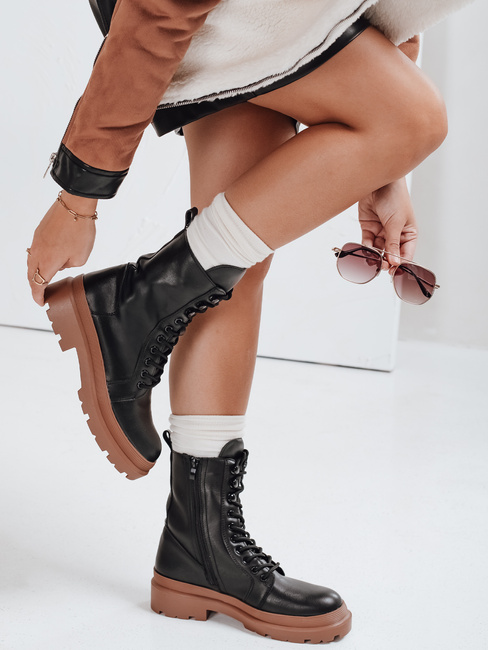 Botki damskie HARDSTEP wiązane czarne Dstreet ZY0531