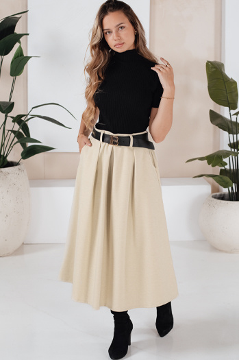 Spódnica midi damska jasnobeżowa Dstreet CY0477