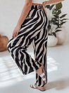Spodnie damskie wide leg w paski ZEBRAVIBE beżowo-czarne Dstreet UY2653