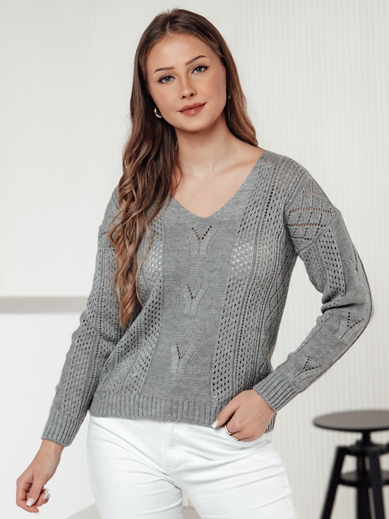 Sweter damski LACEONIA jasnoszary Dstreet MY2397