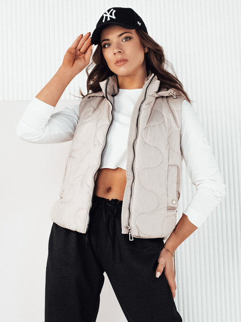 Kamizelka pikowana damska TREOS jasnoszara Dstreet TY4217