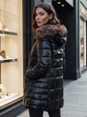 Kurtka damska zimowa pikowana WINTERZIP z kapturem czarna Dstreet TY4568z