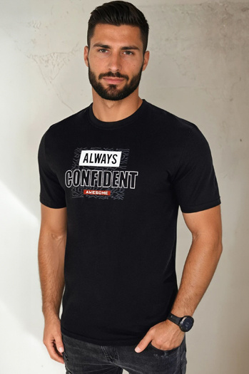 Koszulka męska z nadrukiem czarna Dstreet RX5407