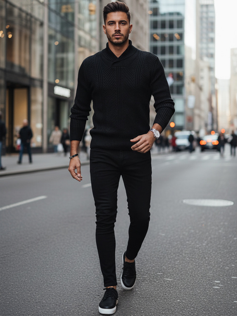 Sweter męski czarny Dstreet WX2256z