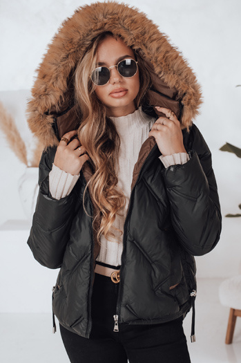 Kurtka damska zimowa COLDLIKE pikowana z kapturem czarna Dstreet TY5001