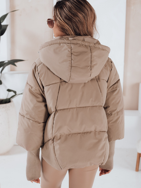 Kurtka damska zimowa MISSLAYER z kapturem kamelowa Dstreet TY5035